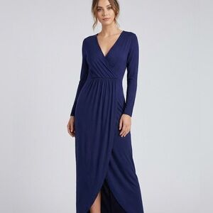 NWOT! SHEIN Blue Surplice Neck Maxi Dress With Front Slit Size Large